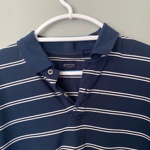 Arrow Polo shirt navy/white stripes size Large - Picture 2 of 5